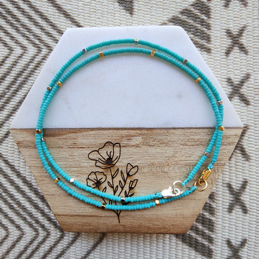 Sequence Anklet in Turquoise