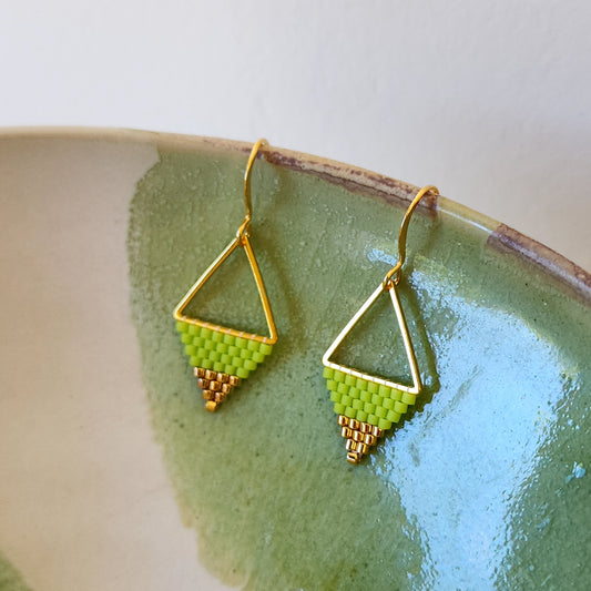 Triangle Earrings in Lime