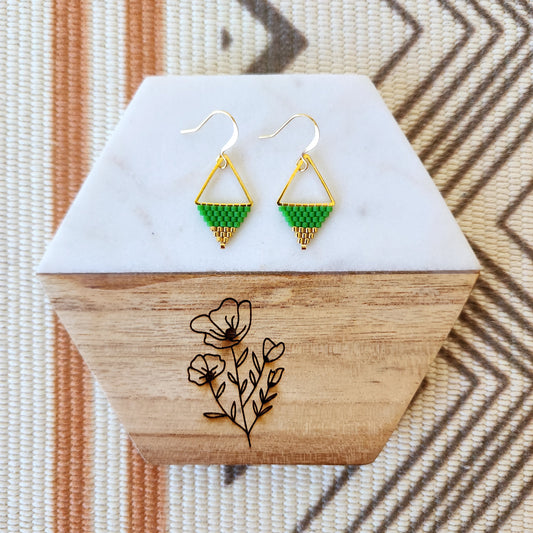Triangle Earrings in Green