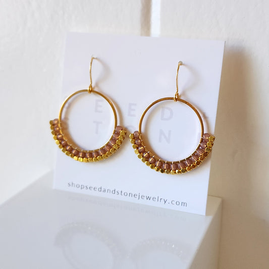 Glass + Brass Earrings in Copper Rose