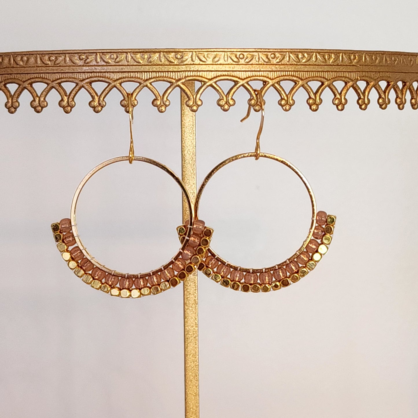 Glass + Brass Earrings in Copper Rose