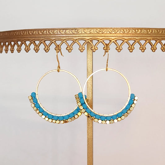 Glass + Brass Earrings in Turquoise