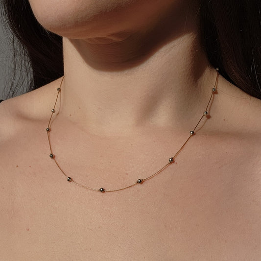 Floating Stones Necklace in Pyrite