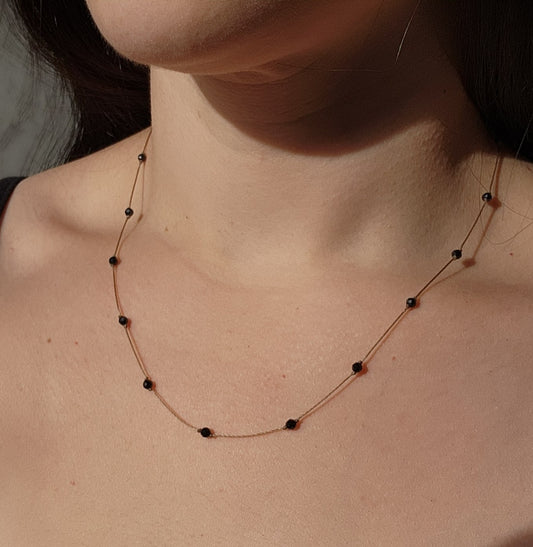 Floating Stones Necklace in Black Garnet