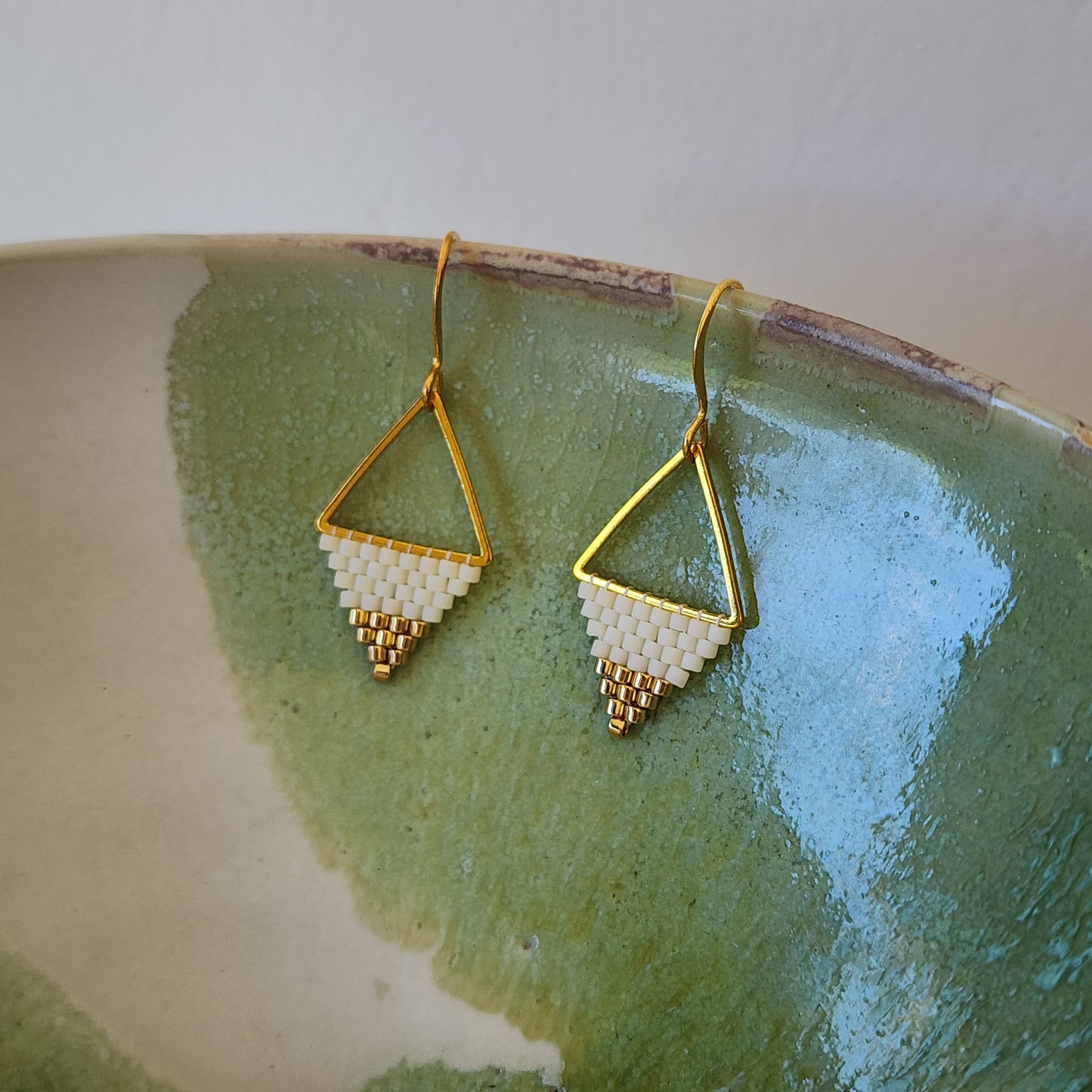 Triangle Earrings in Ivory