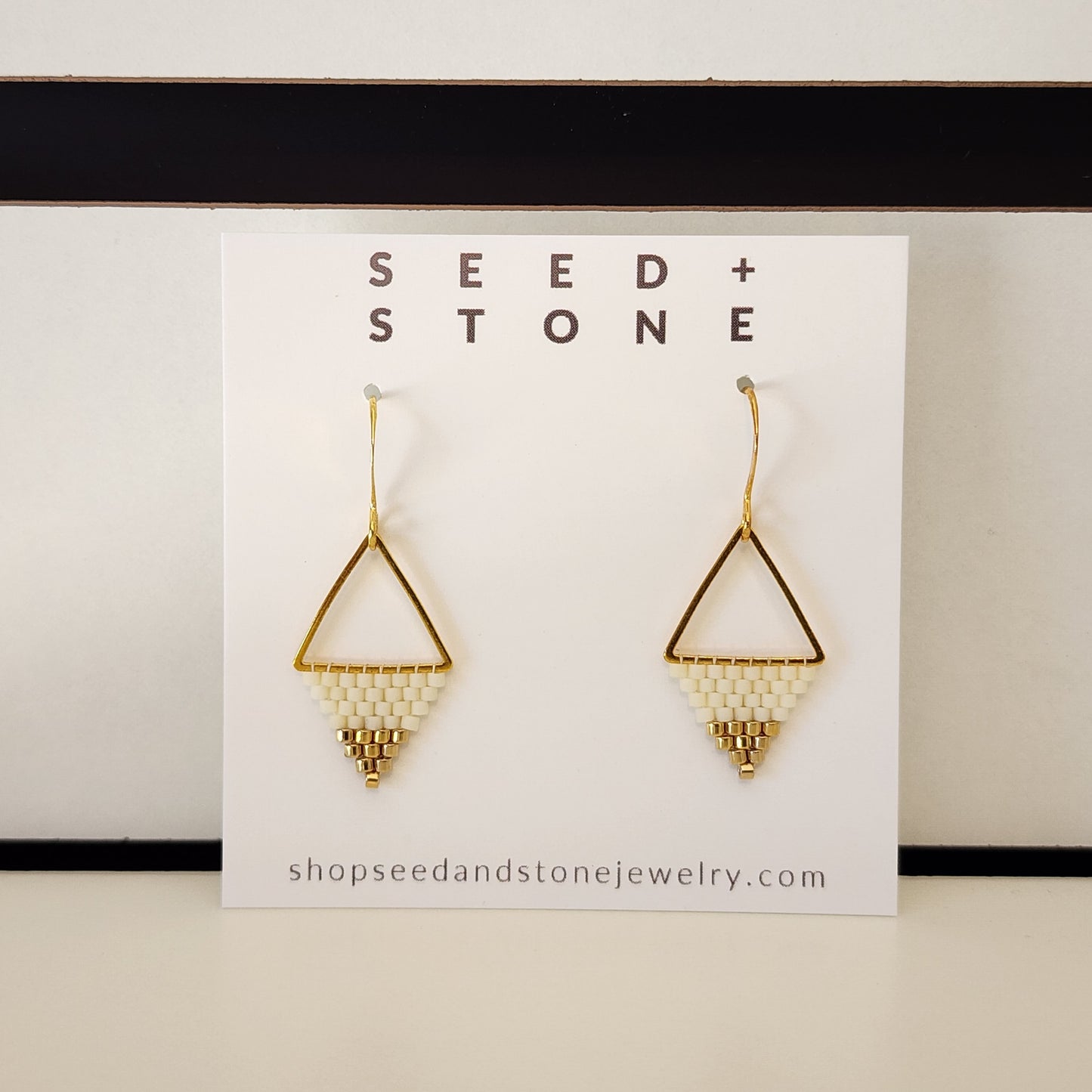 Triangle Earrings in Ivory