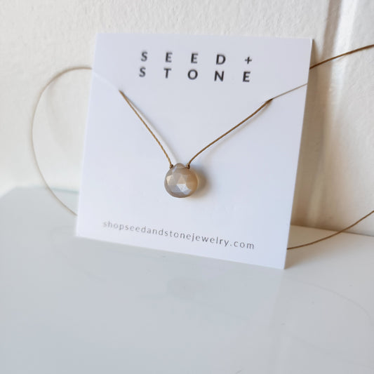 Chocolate Moonstone Floating Necklace