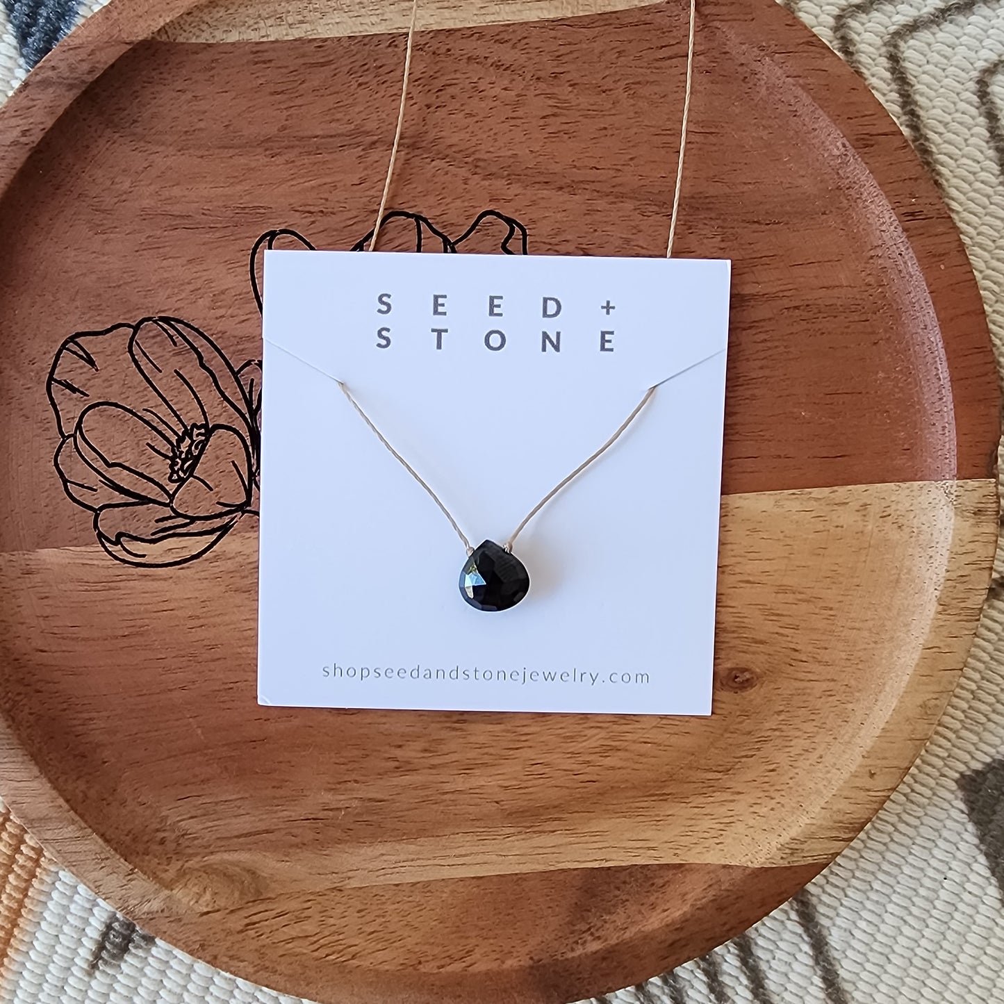 Black Spinel Floating Necklace