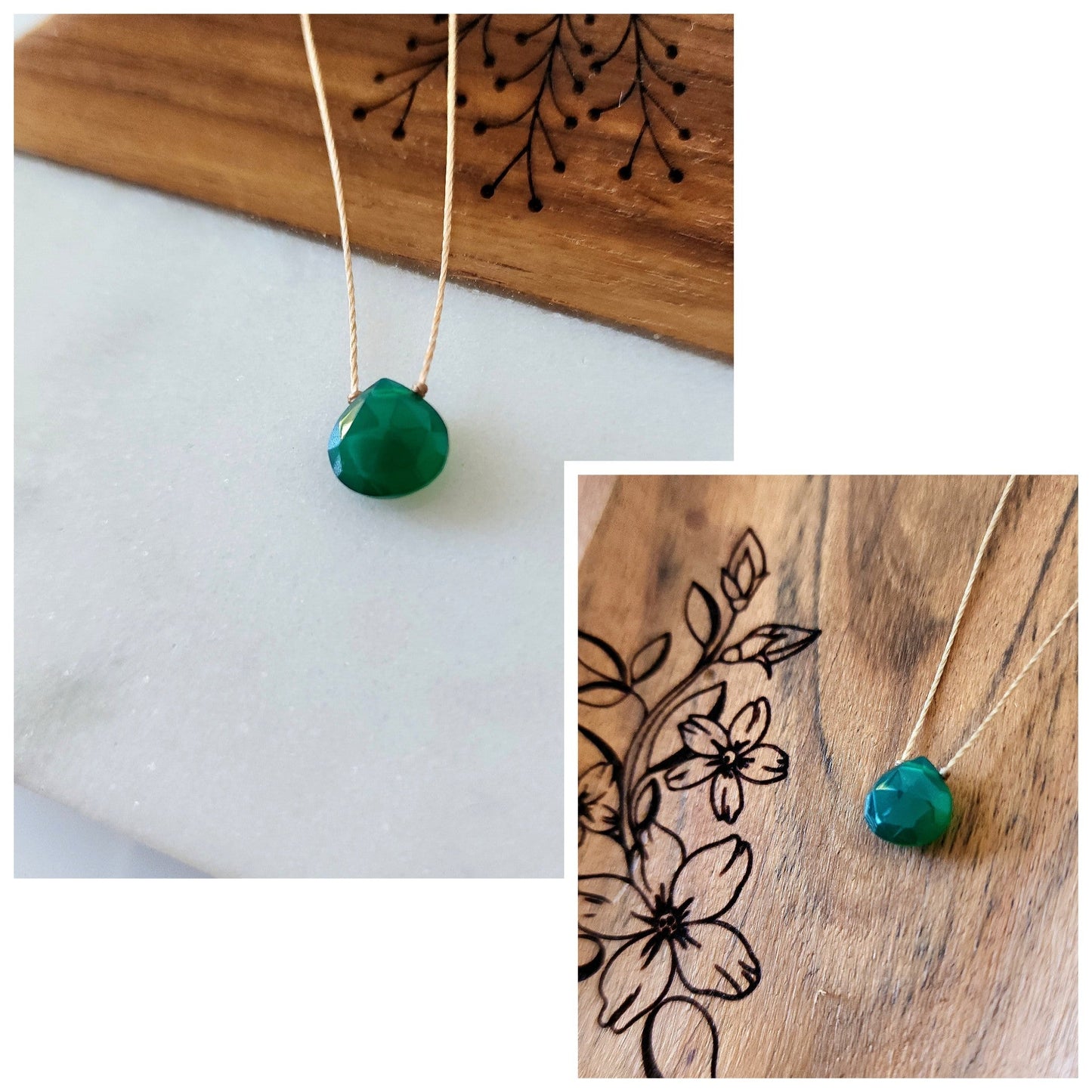 Green Onyx Floating Necklace