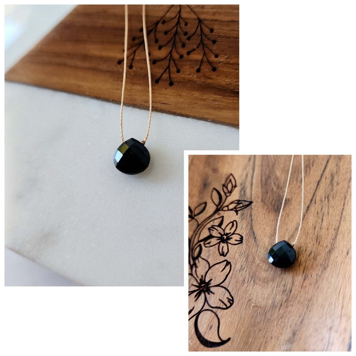 Black Spinel Floating Necklace