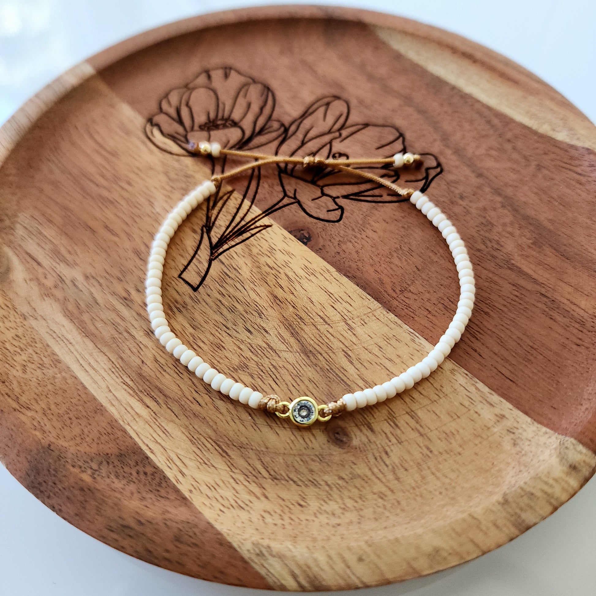 Macrame Glass Seed Bead Adjustable Bracelet